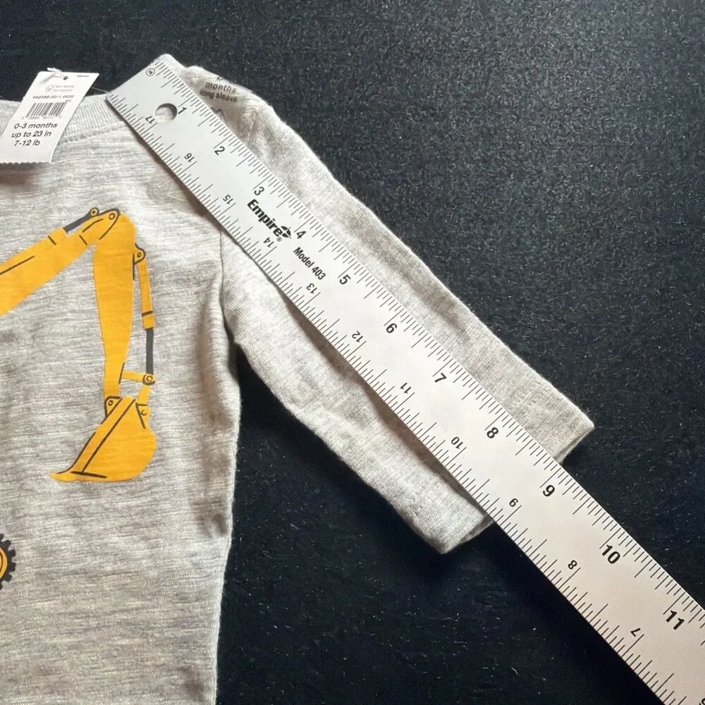 NWT Baby Gap Excavator Shirt Long Sleeve Grey  Boys Size 0-3 Months —182